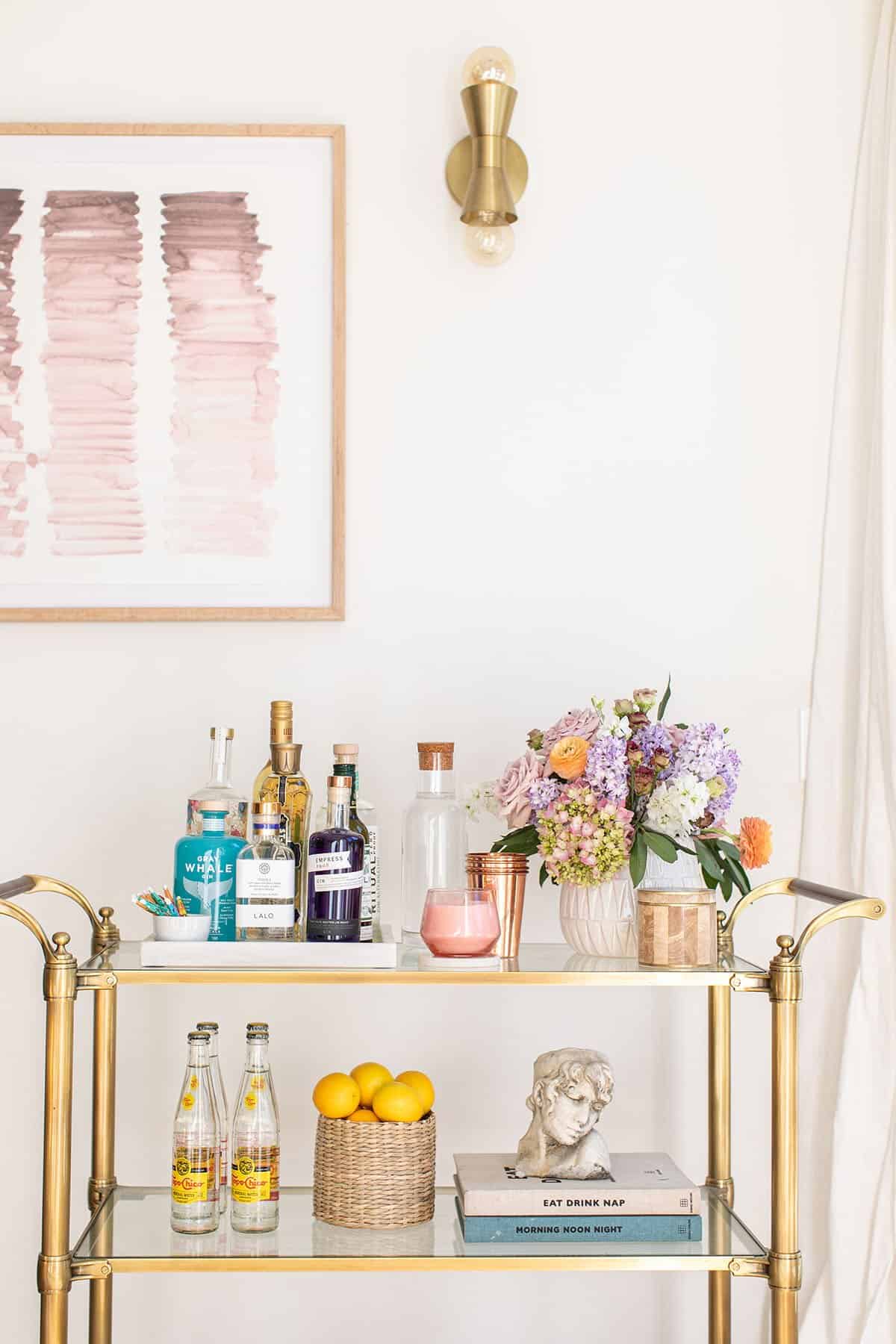 bar cart with Yankee Candle Studio Collection candle