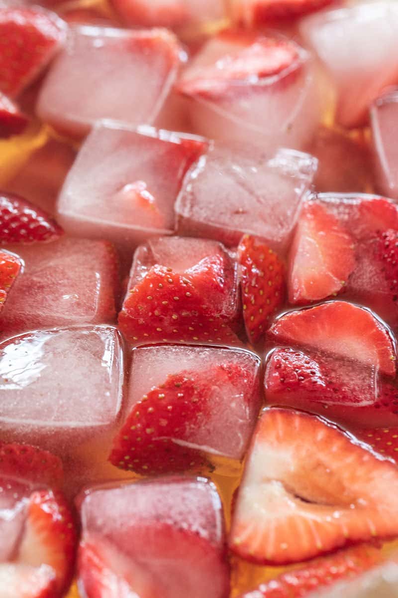 strawberry ice cubes in a punch recipe