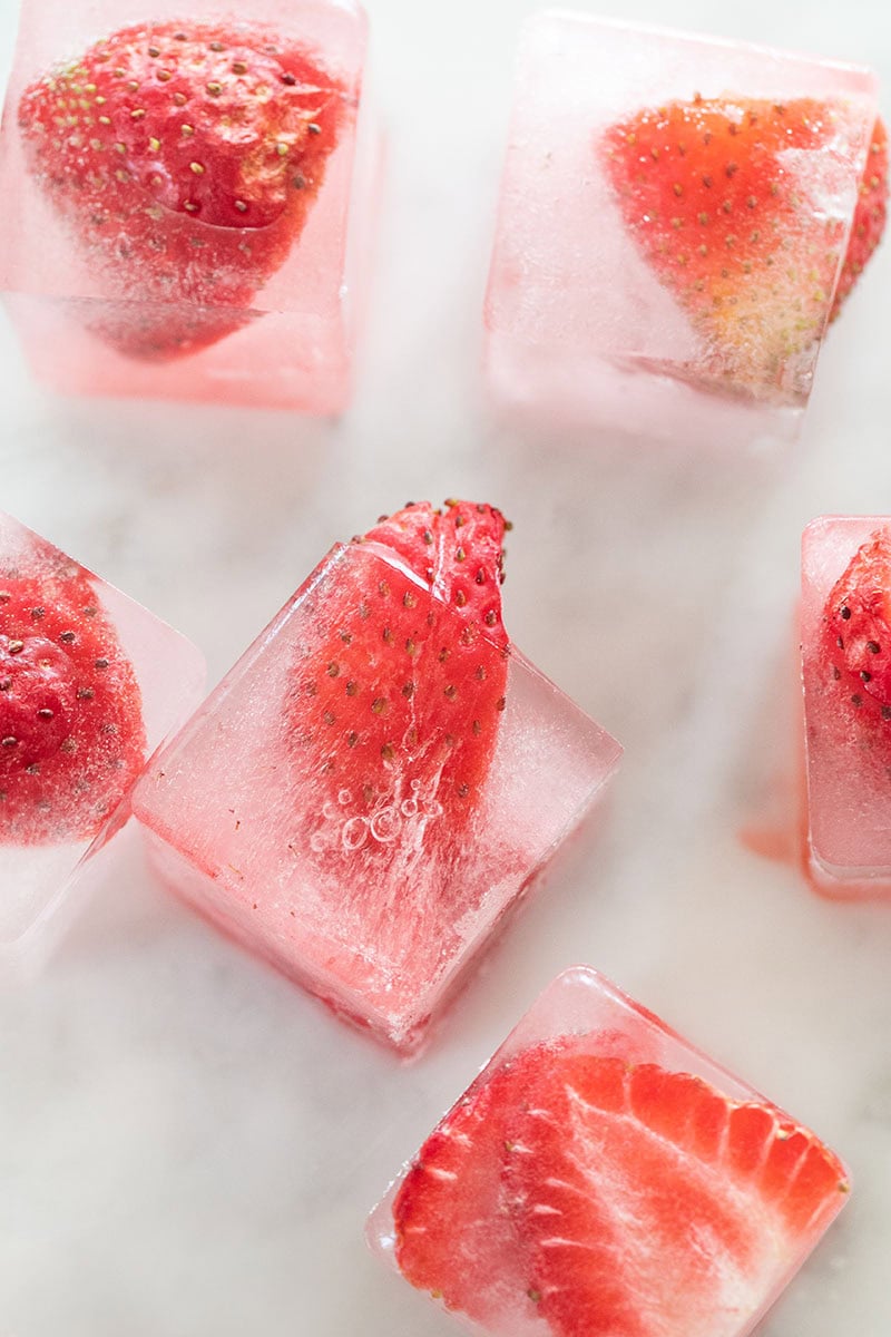 Strawberry Ice Cubes - Sugar and Charm