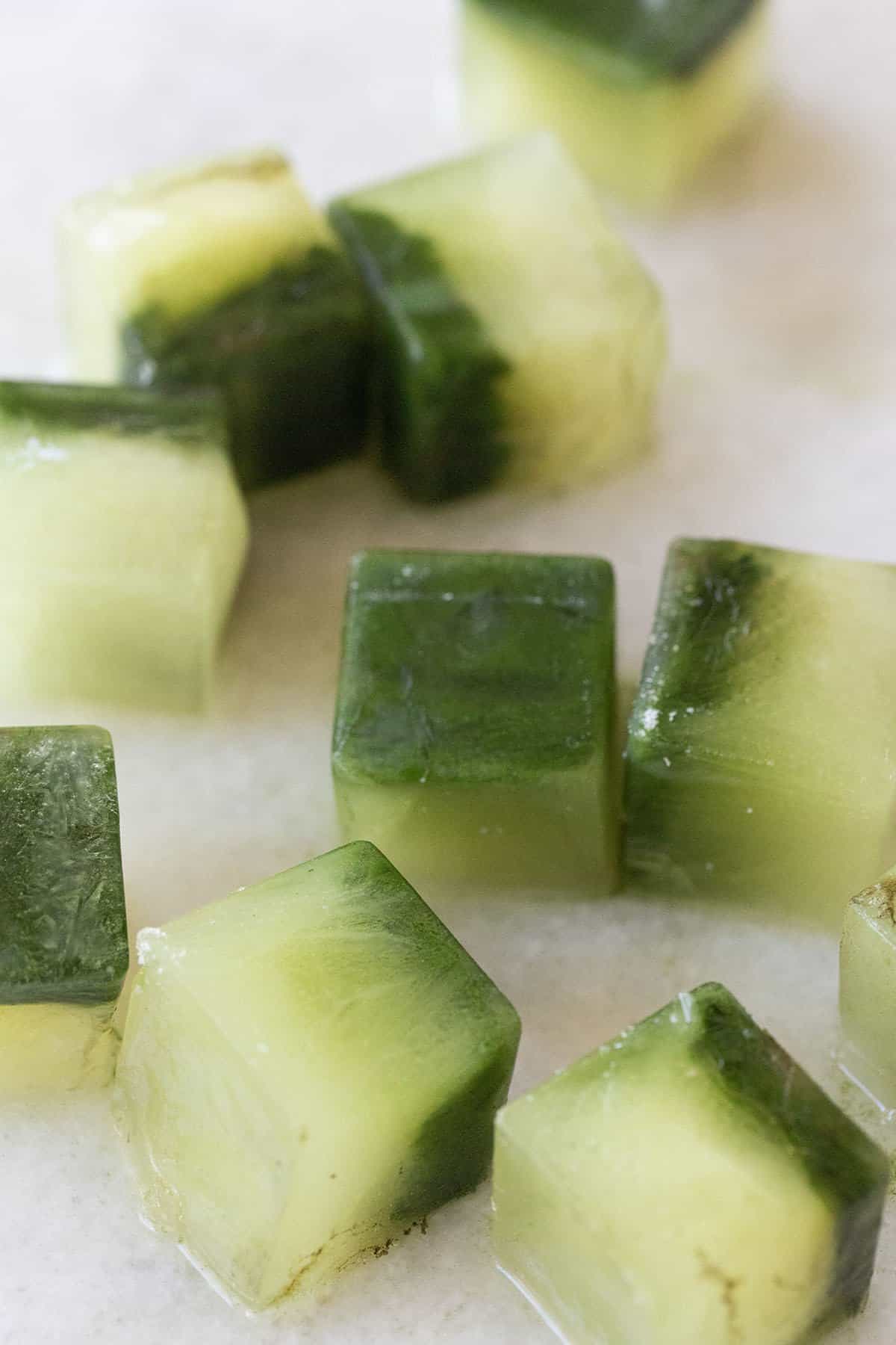 matcha ice cubes