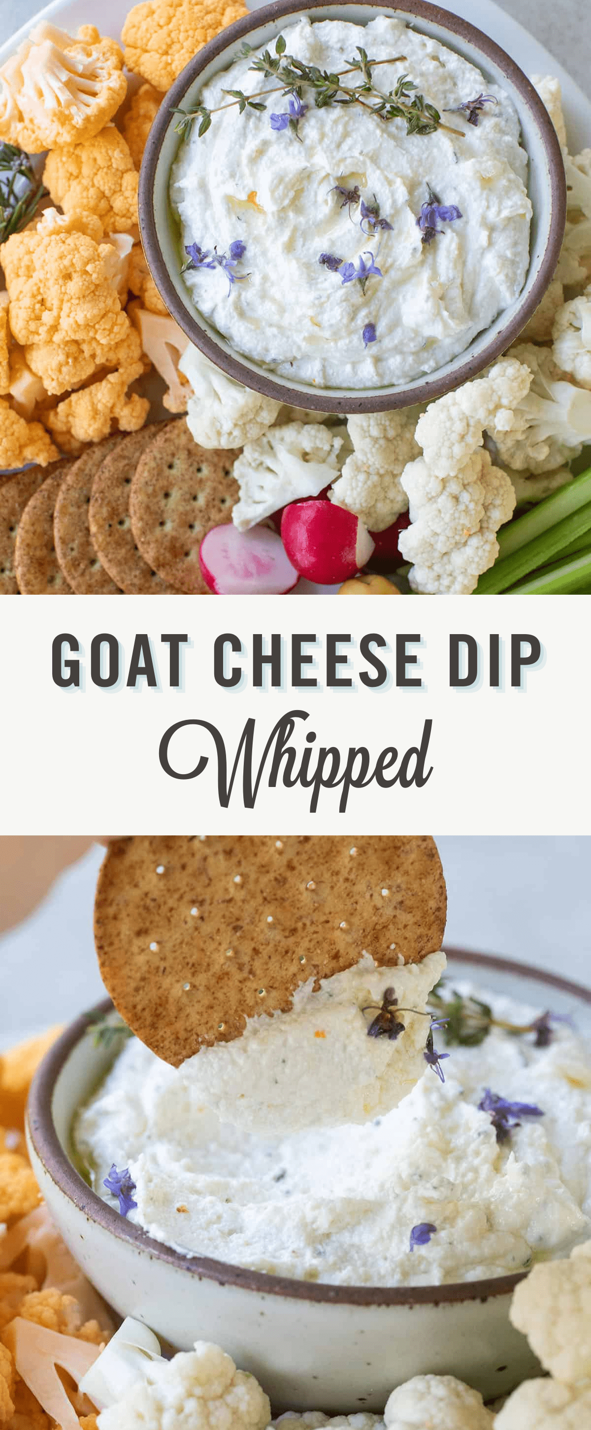 Recipe for whipped goat cheese dip with serving ideas, tips and detailed instructions to make it.