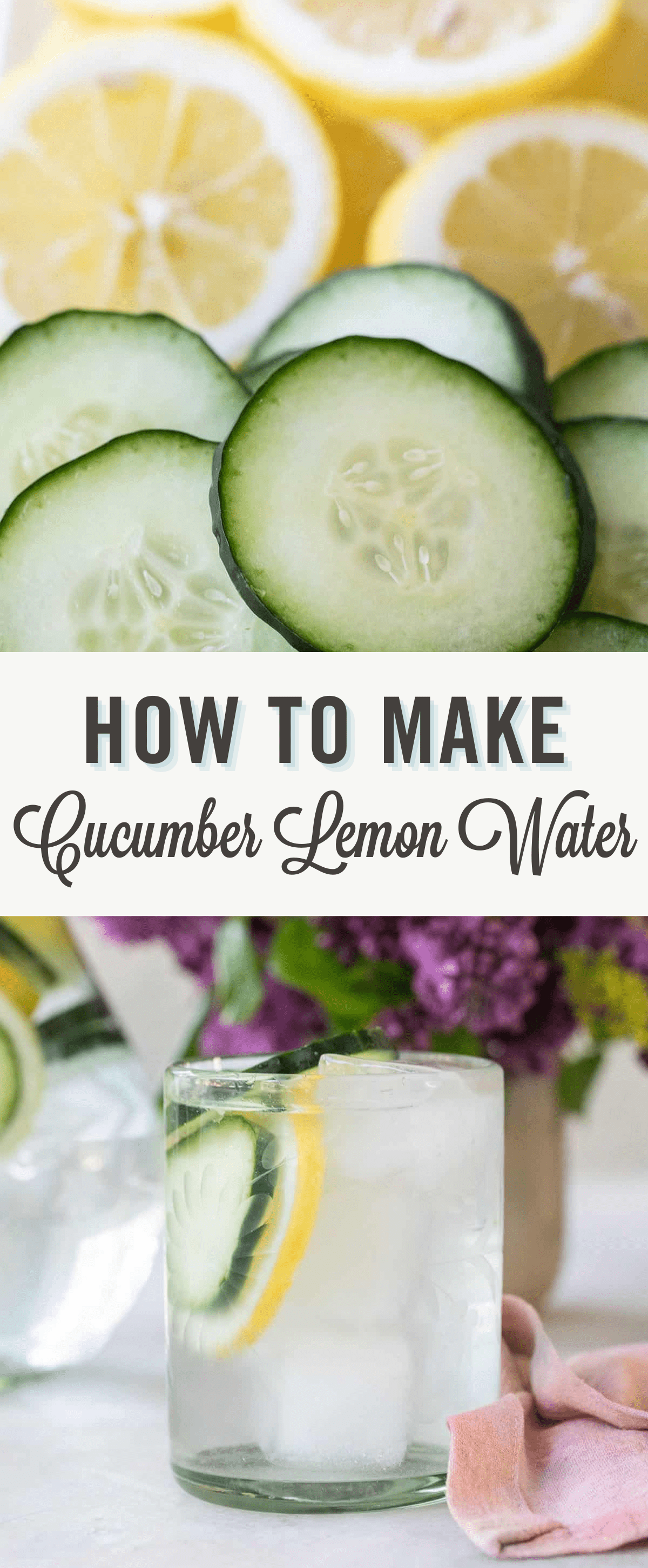 Cucumber lemon water with title text.