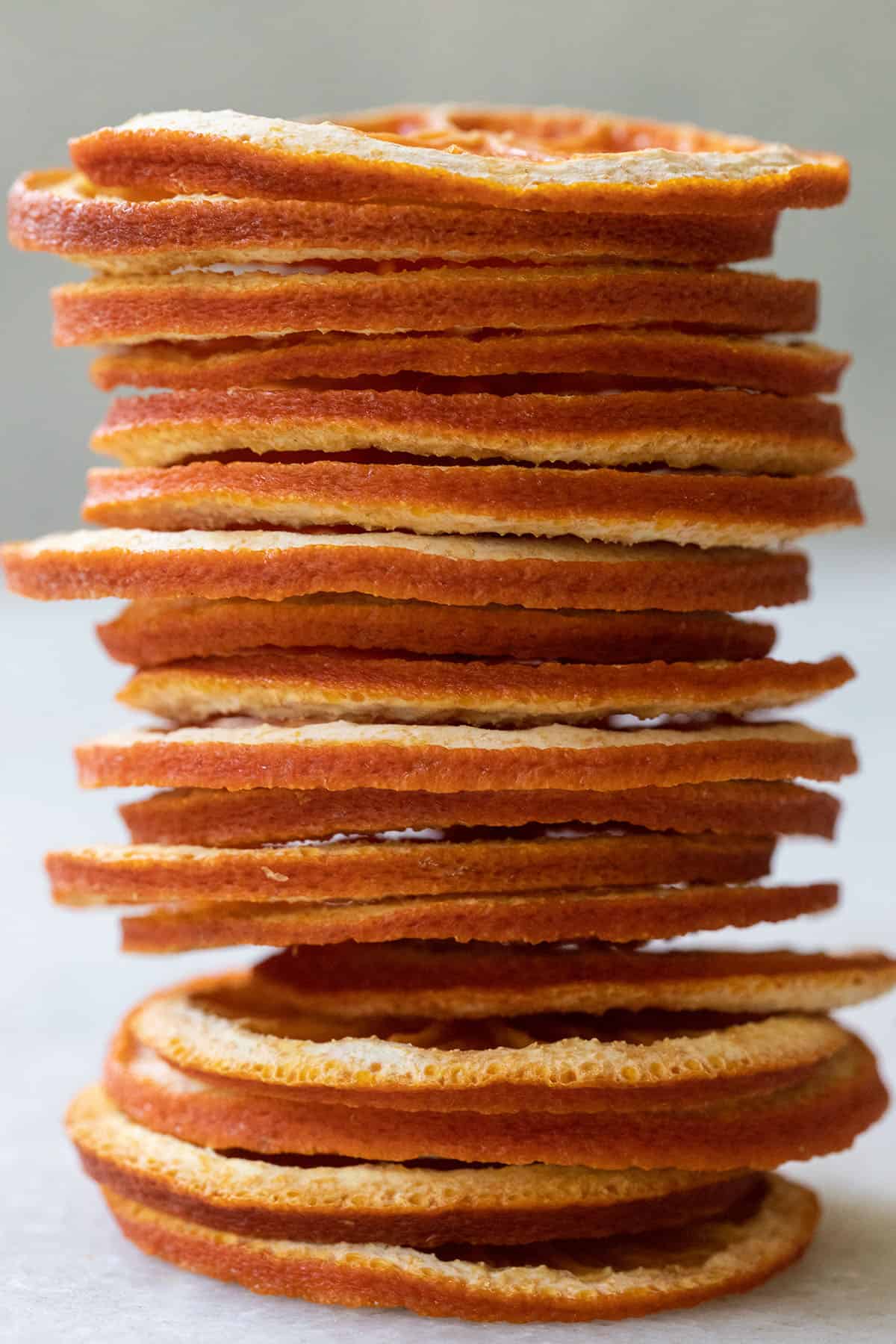a stack of dehydrate oranges
