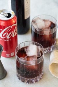 red wine and coke in a glass with ice