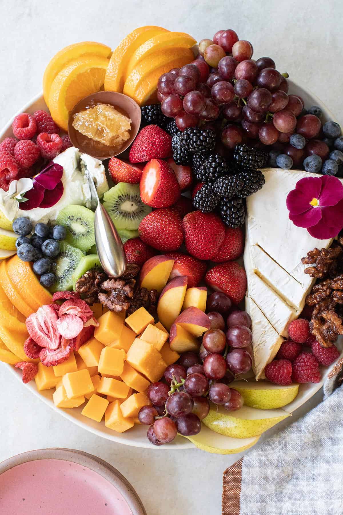 Beautiful fruit and cheese platter.