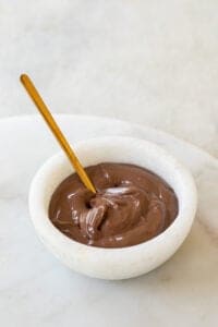 chocolate dip in a small marble bowl