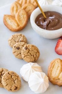 cookies and dips on a platter