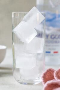 tall glass filled with ice