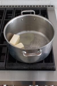 browning butter in a large pot