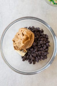 peanut butter, chocolate chips and butter