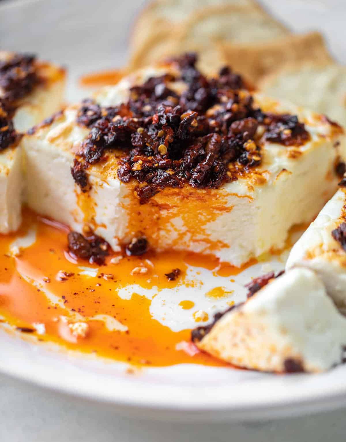 chili crunch feta easy party appetizer