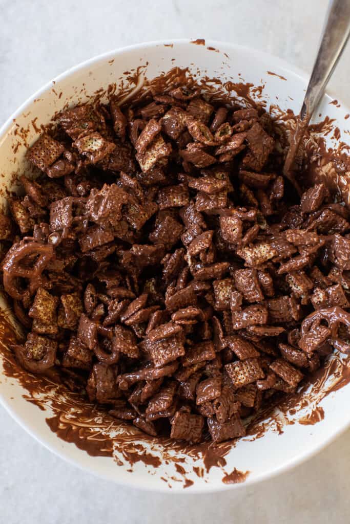 chocolate over Chex cereal
