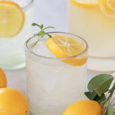 a glass of lemonade.