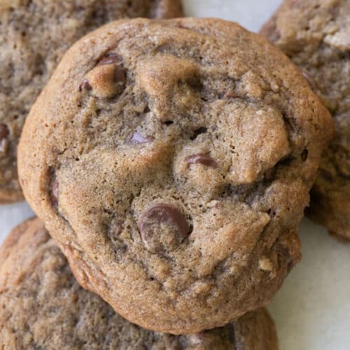 Espresso cookies on a marble table.