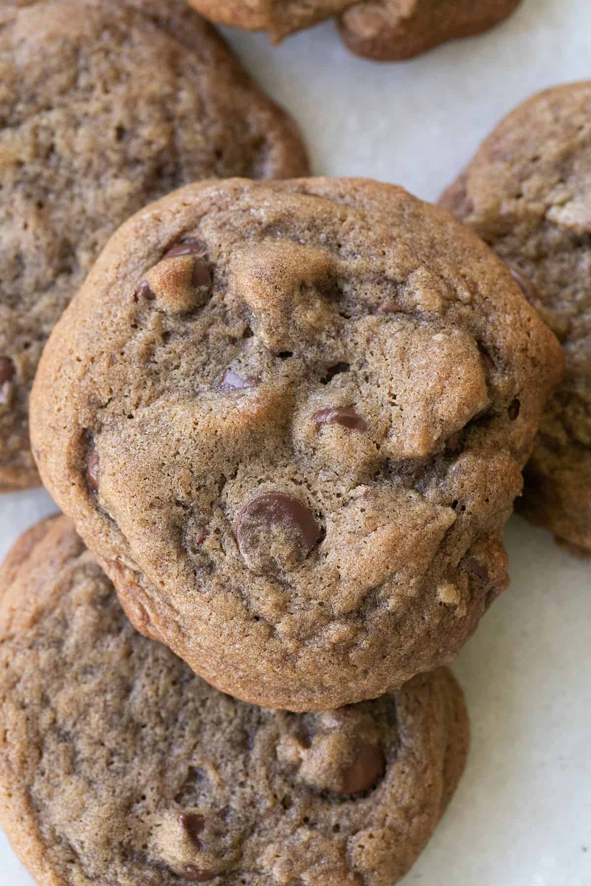 Espresso cookies on a marble table.