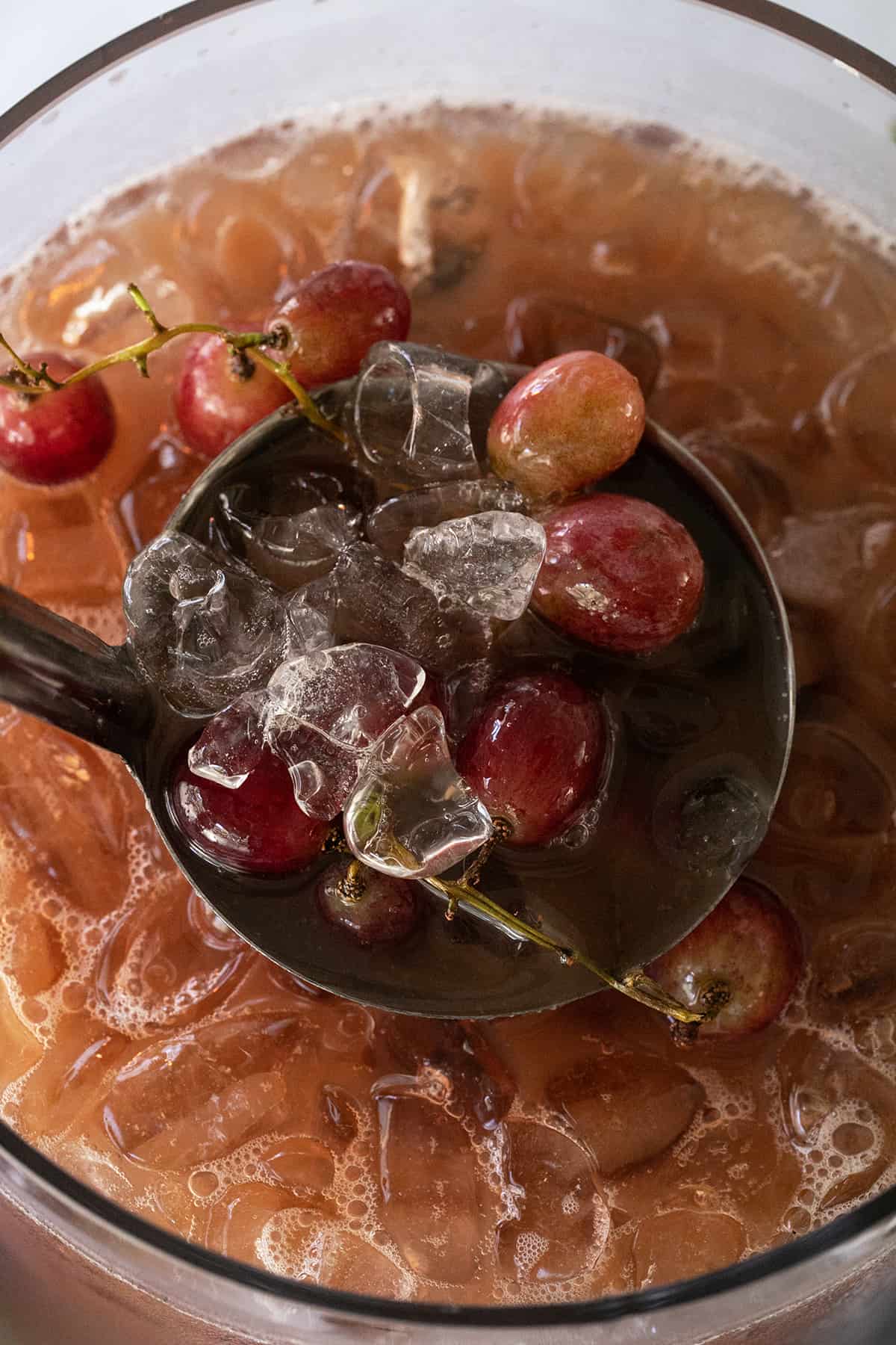 Halloween punch with grapes and ice