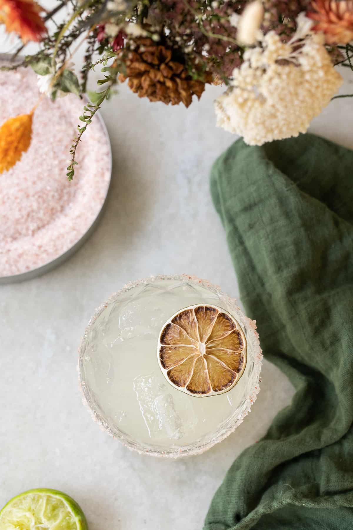 Mocktail margarita with a lime wheel