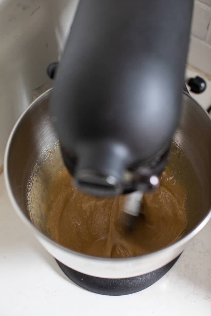 Gingerbread batter mixed in a blender.