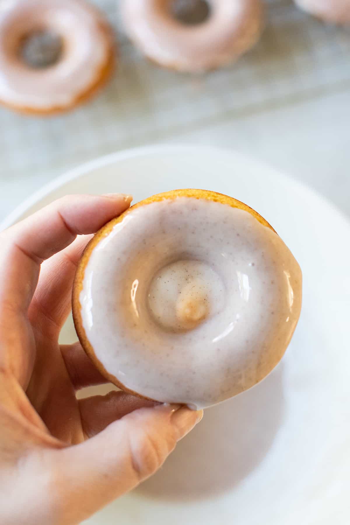 Cinnamon glazed pumpkin donut.