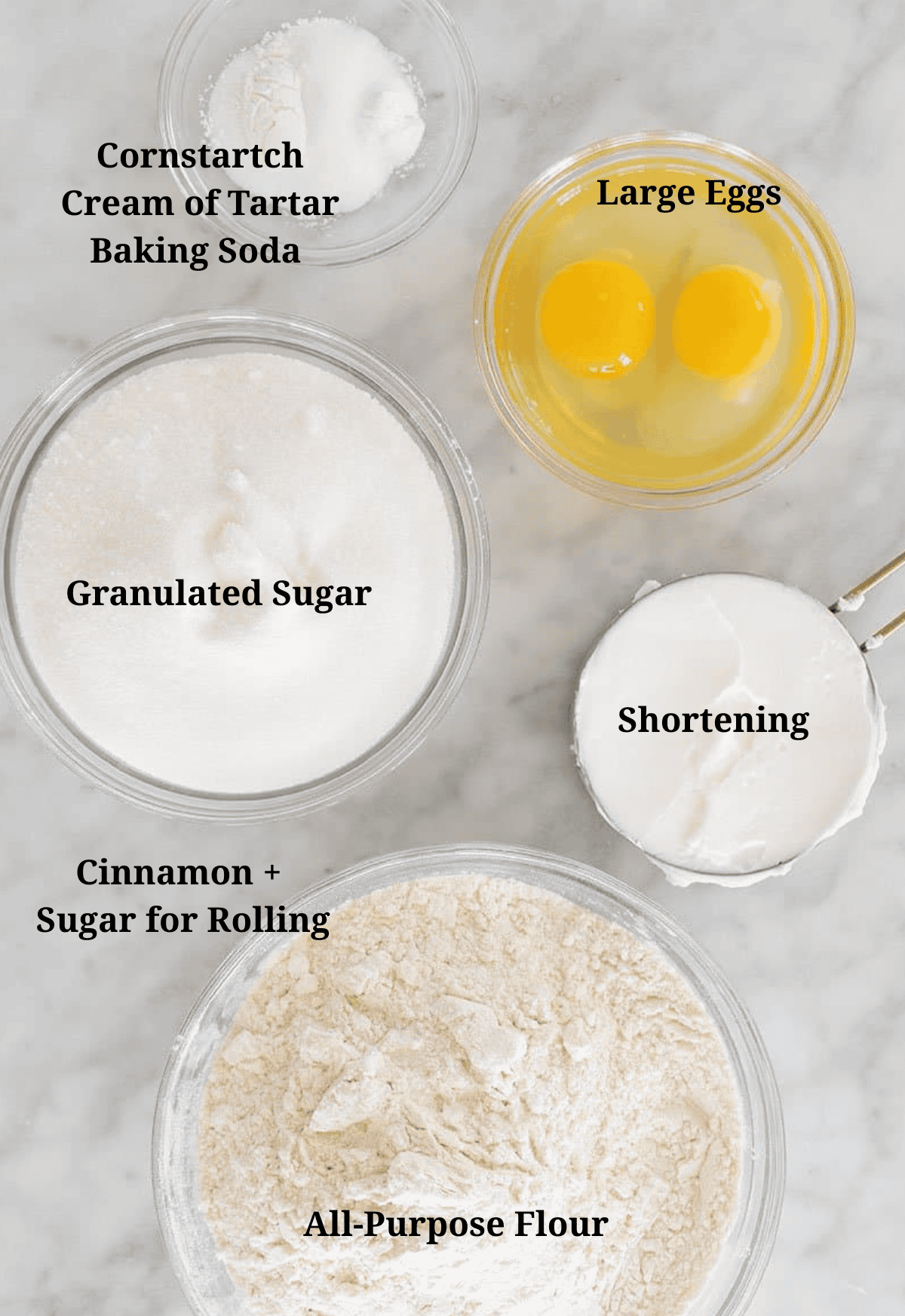 Ingredients to make snickerdoodle cookies. 