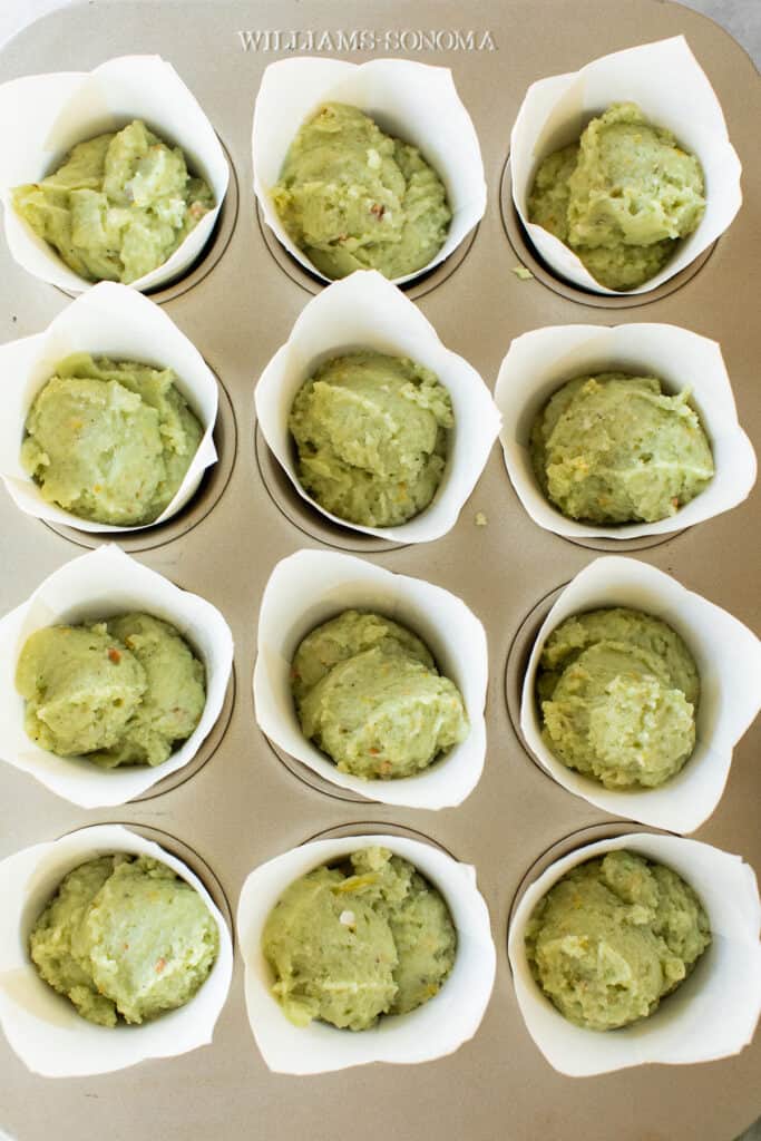 Pistachio muffin batter.