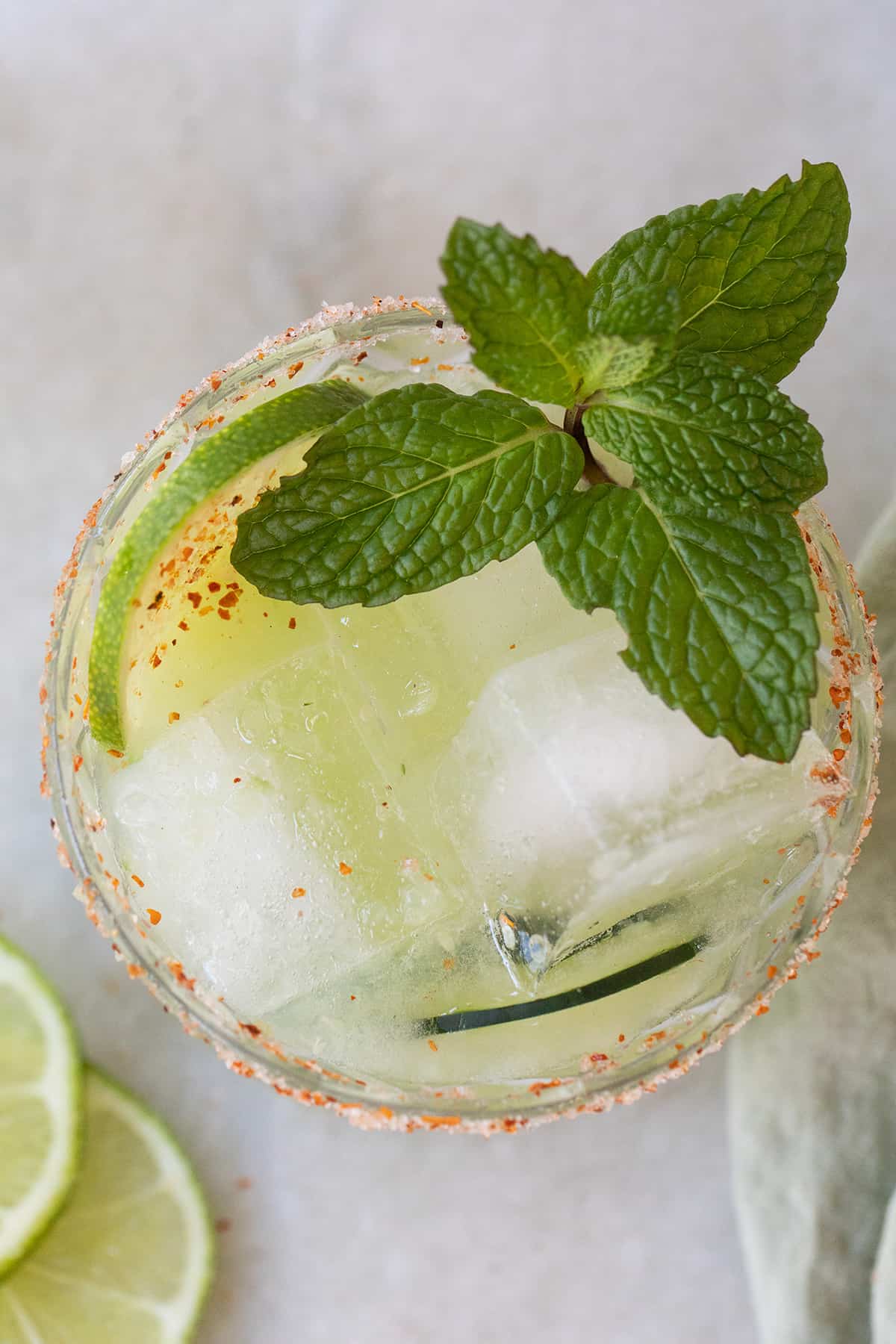 Margarita with mint and cucumber,