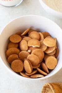 Nilla wafer cookies in a bowl.