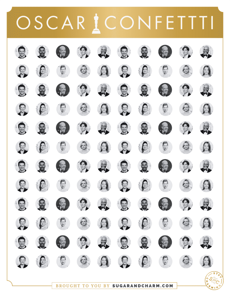 2024 Printable Oscar Ballot and Confetti - Sugar and Charm