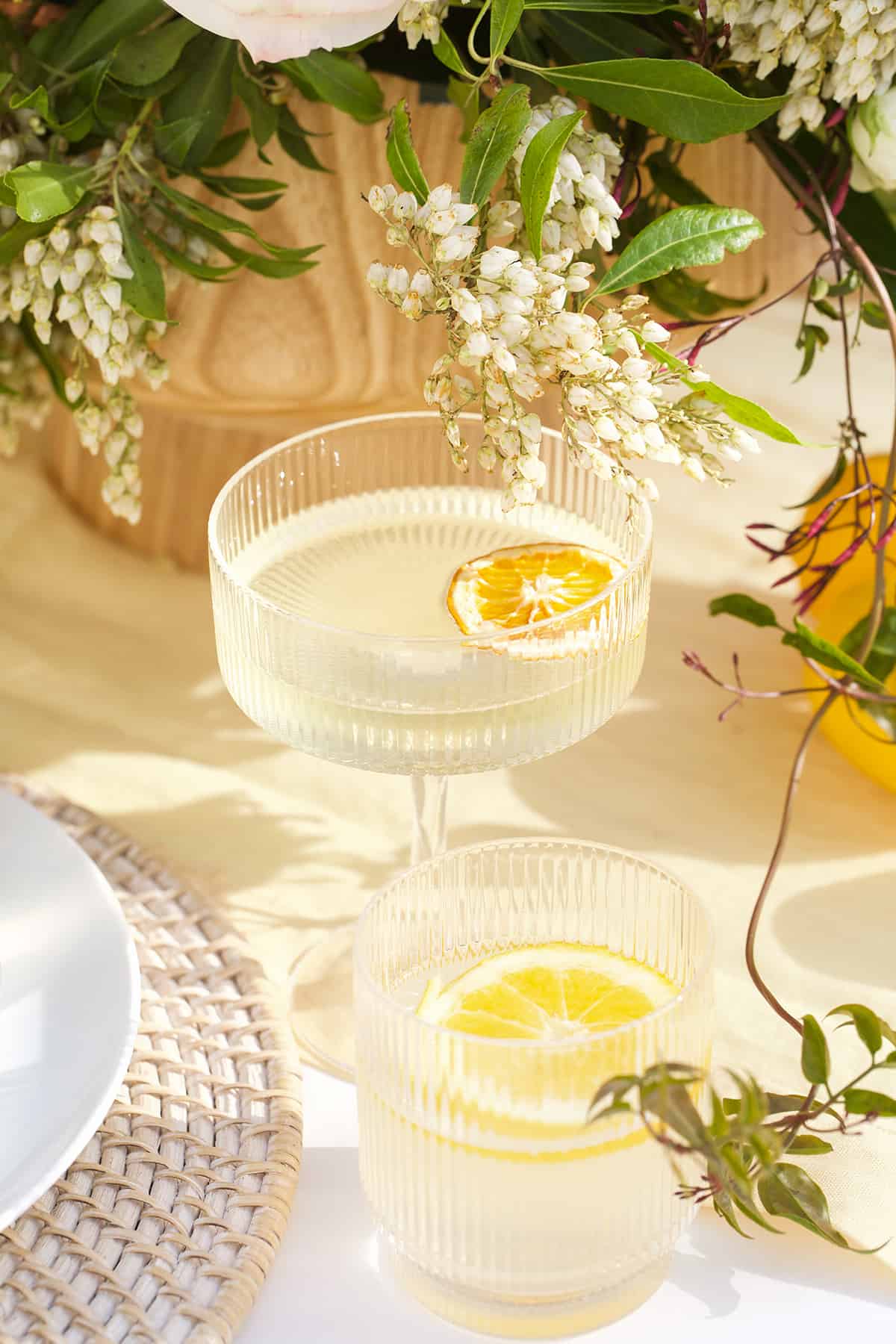 Lemon Spritz Recipe with limoncello, Prosecco and fresh lemon juice. 