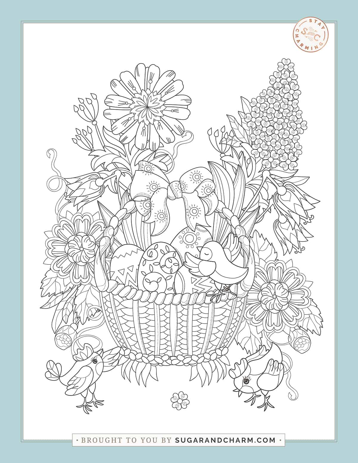 Spring basket Easter coloring sheet.