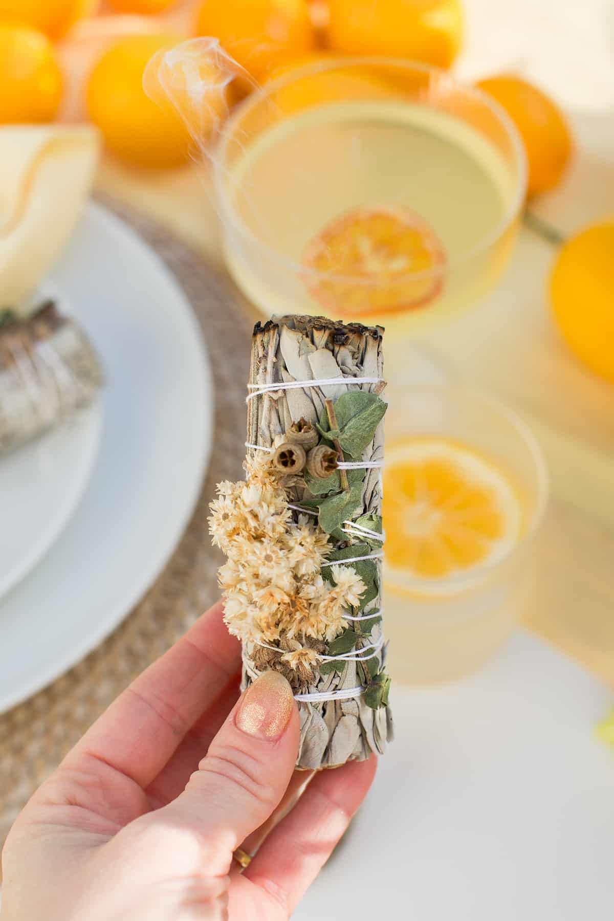 Burning sage at a spring gathering.