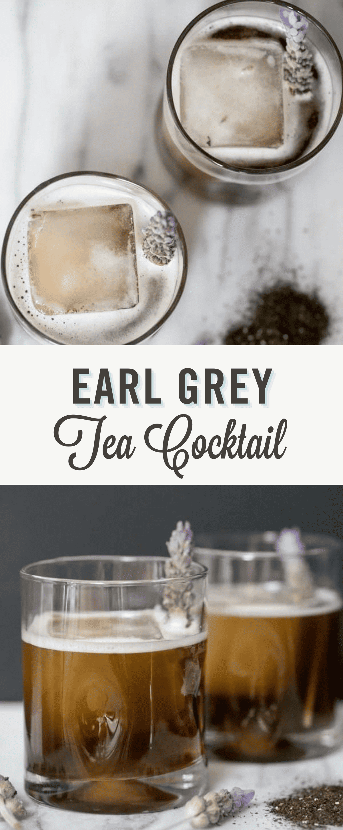 Earl Grey Tea cocktail with title text.