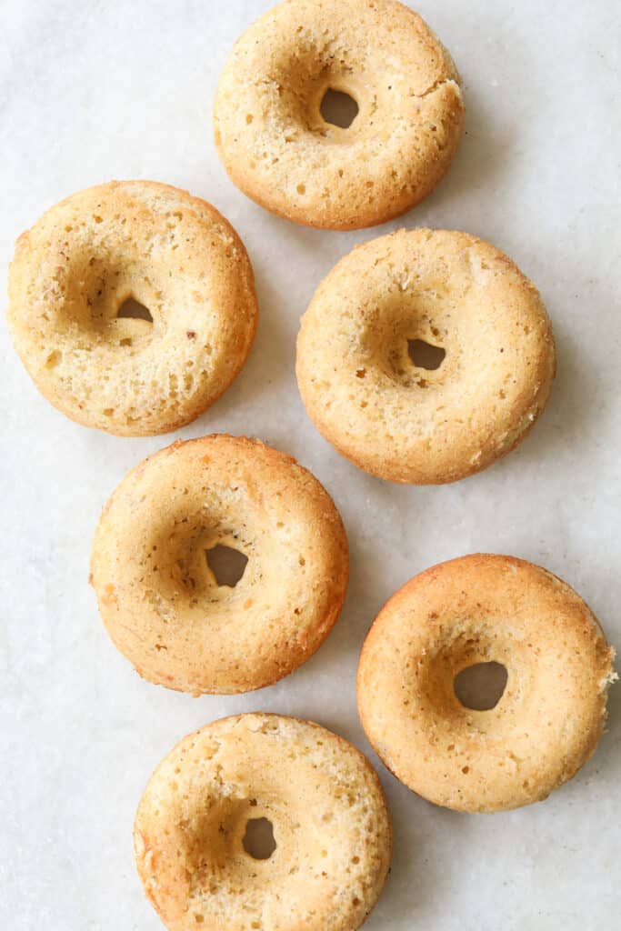 Baked banana donuts without icing.