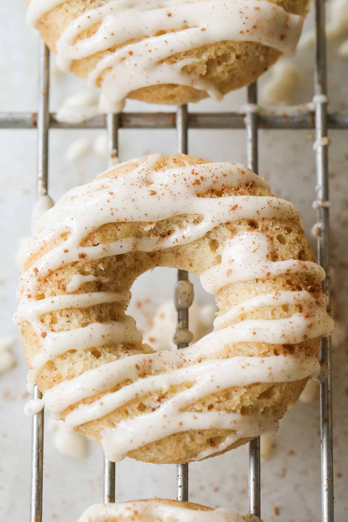 Baked banana donuts with glaze.