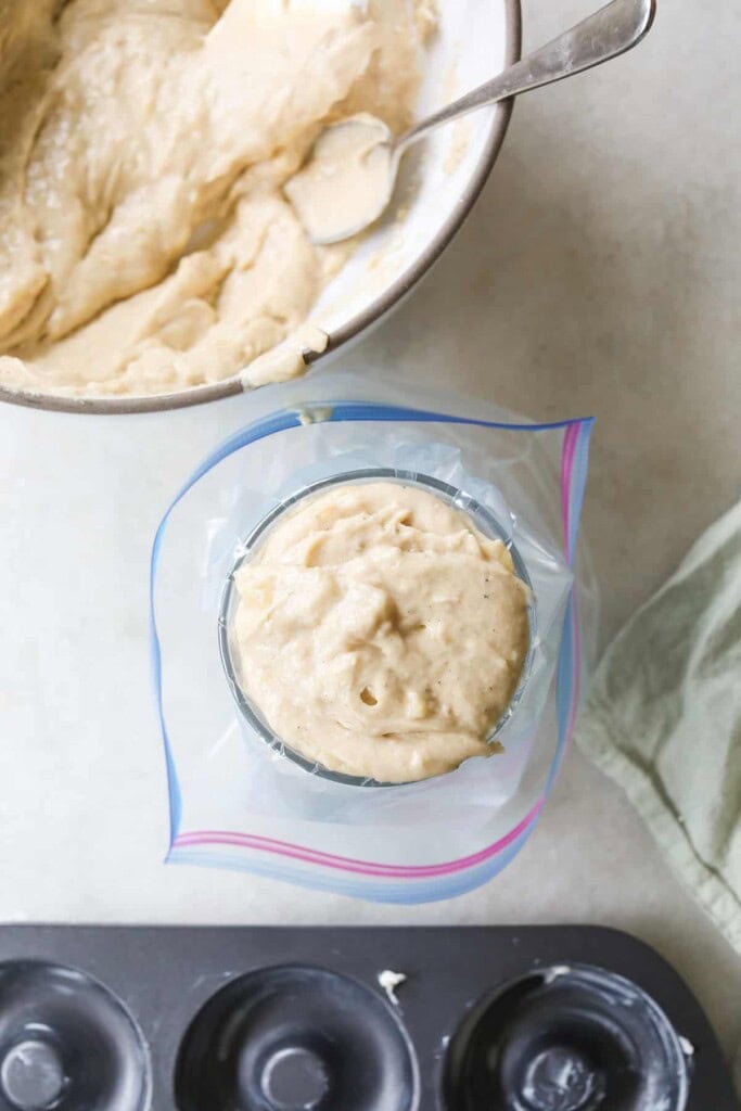Banana donut batter in a bag.