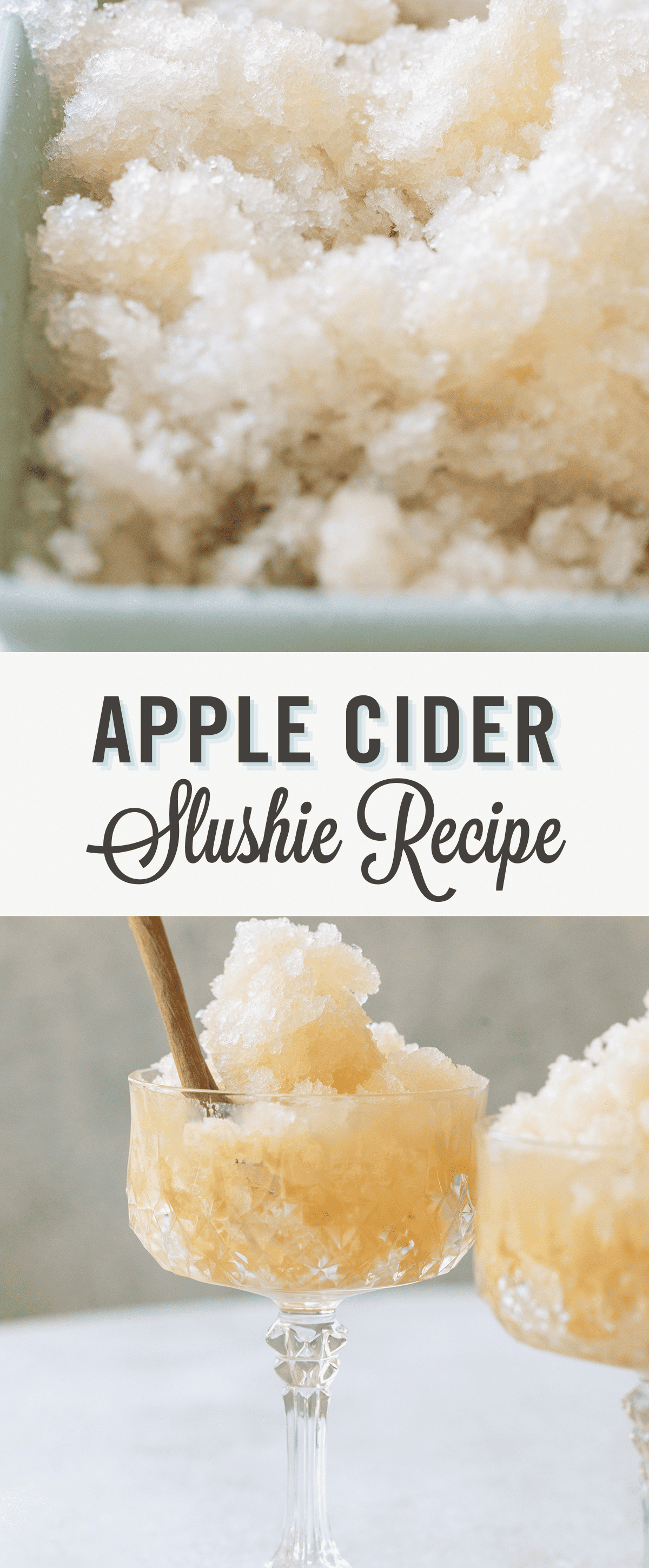 Apple cider slushie with title text.