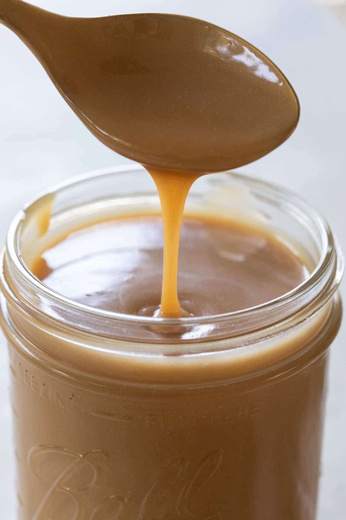 Homemade easy caramel sauce made with four ingredients. 