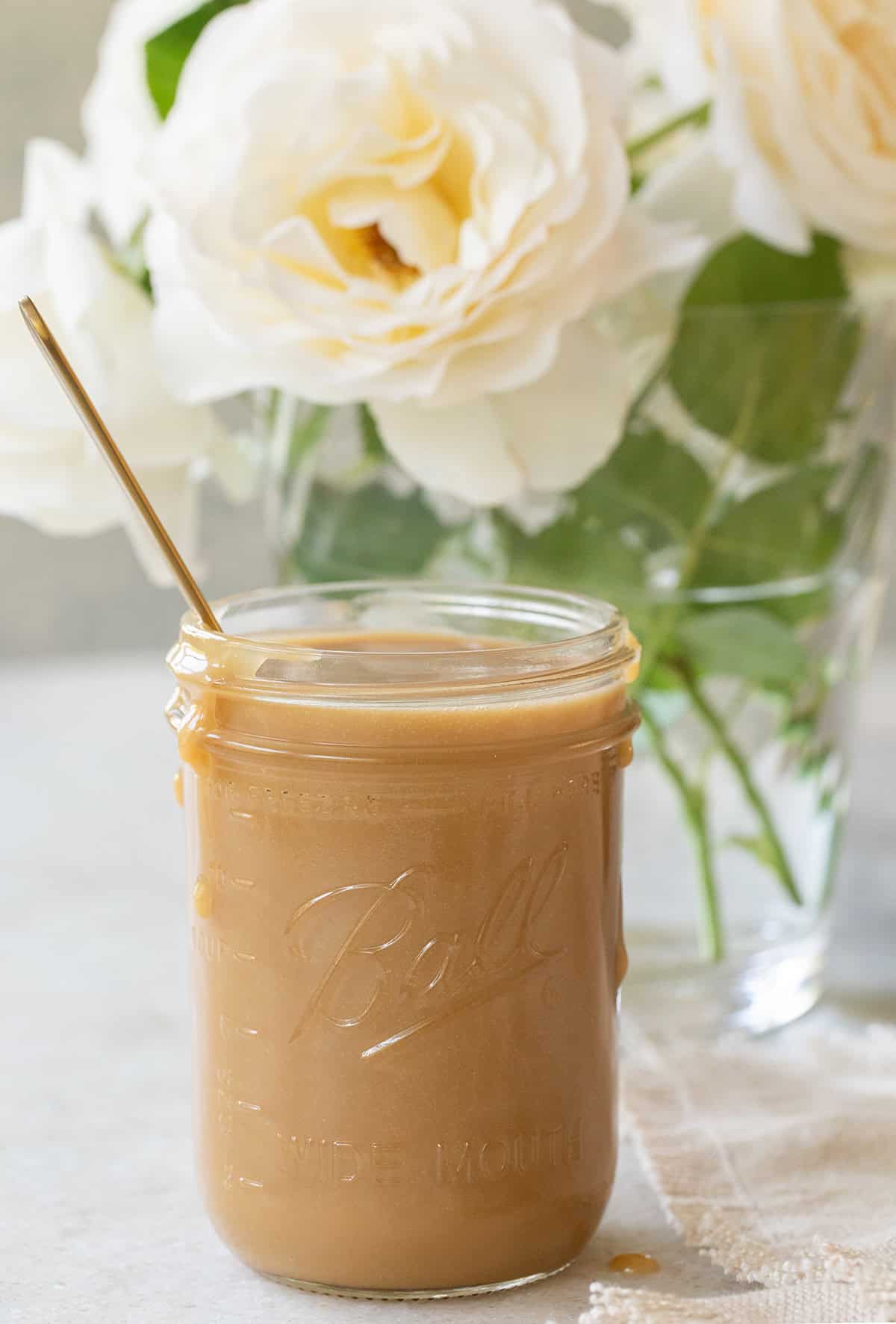 Creamy and easy caramel sauce in a jar.