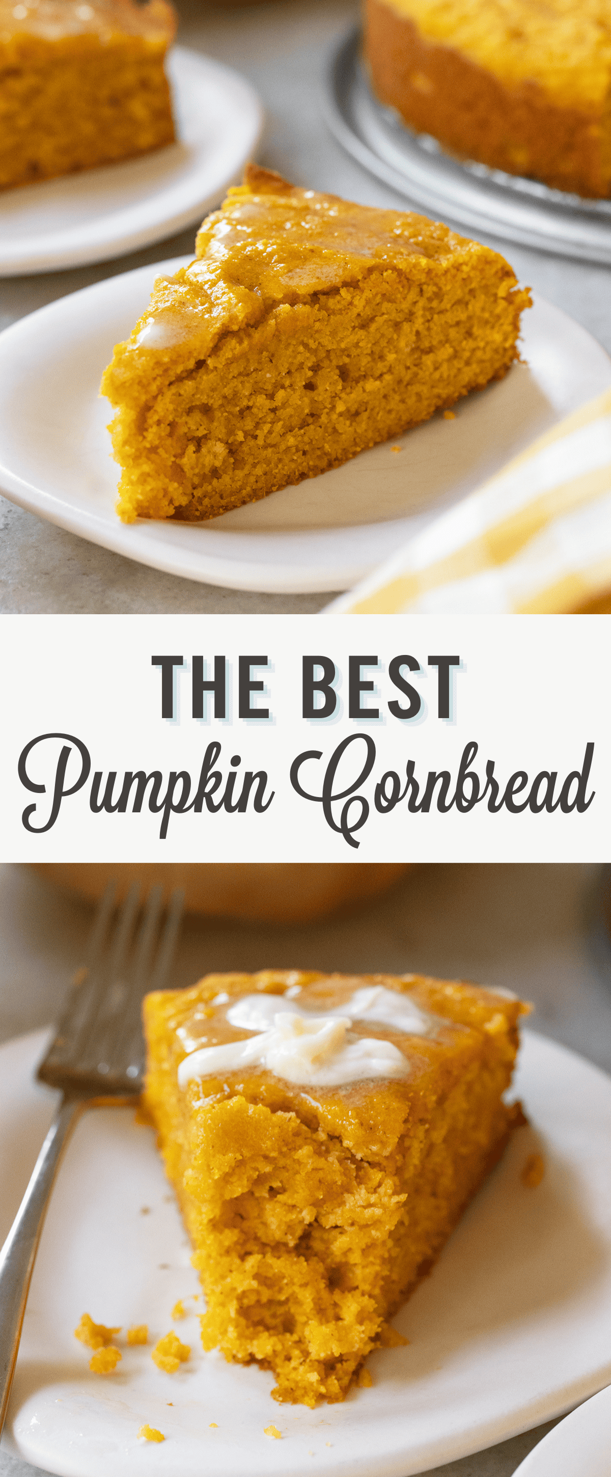 Pumpkin cornbread with a title. 