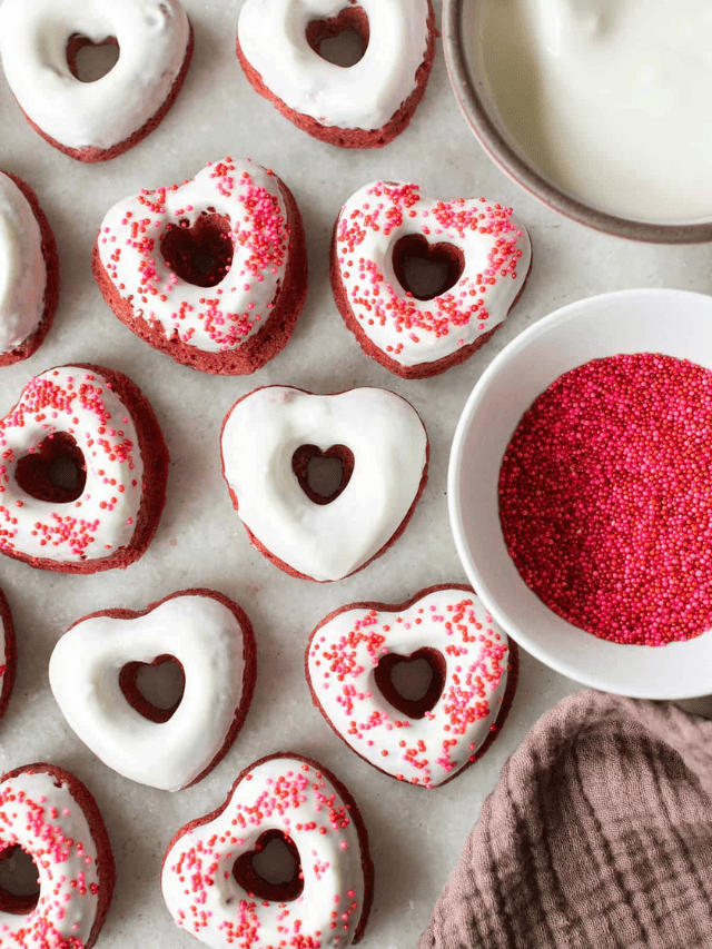 Baked Red Velvet Donuts With Cream Cheese Glaze Story