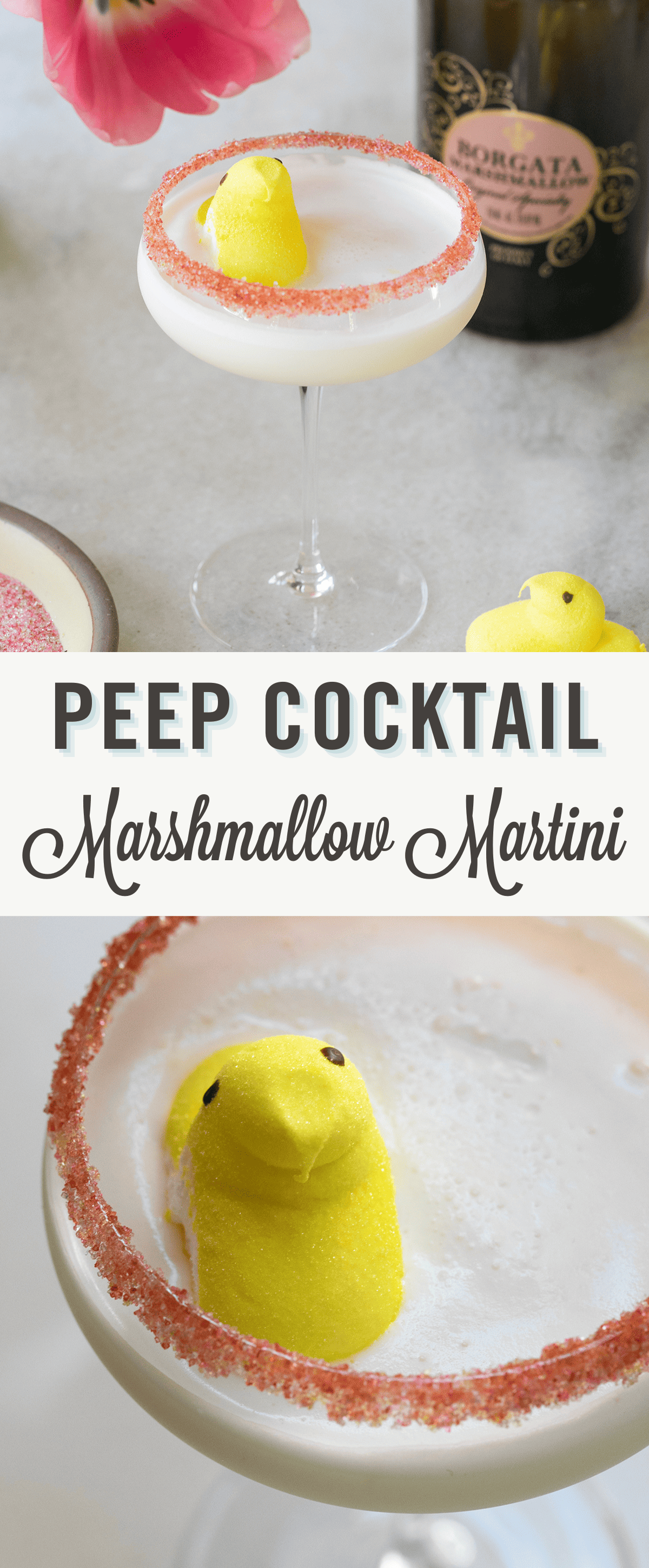 Peep cocktail recipe with marshmallow vodka and heavy cream.