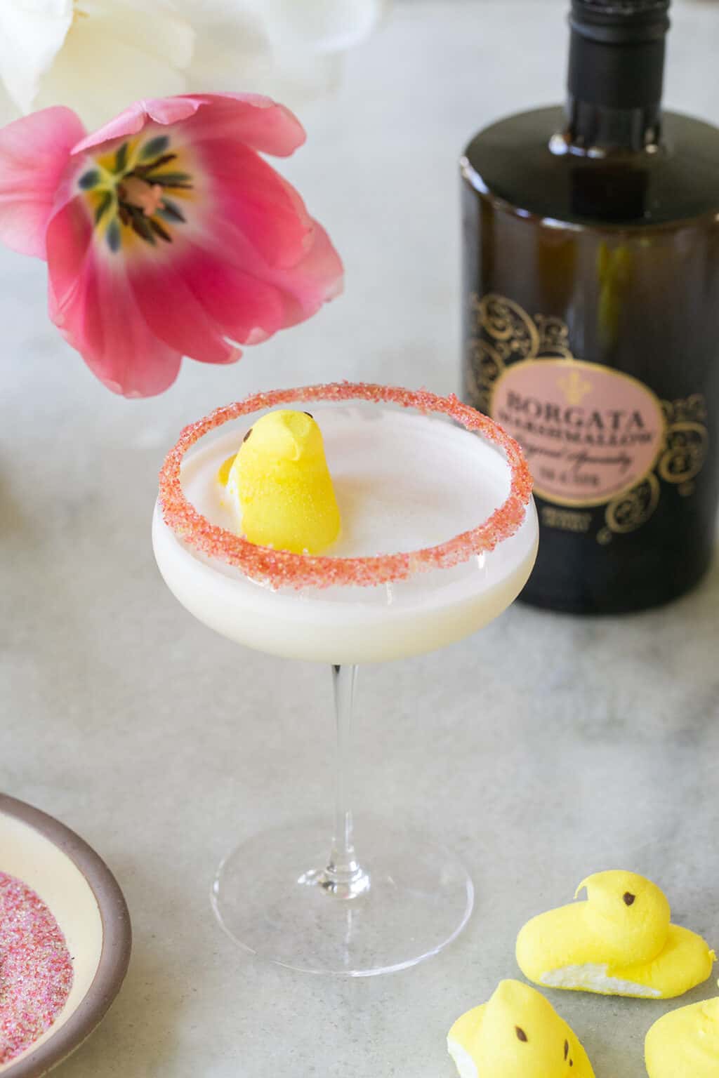 Marshmallow Peep Cocktail - Easy Easter Martini - Sugar and Charm