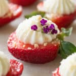 Easy deviled strawberries with whipped cheesecake.