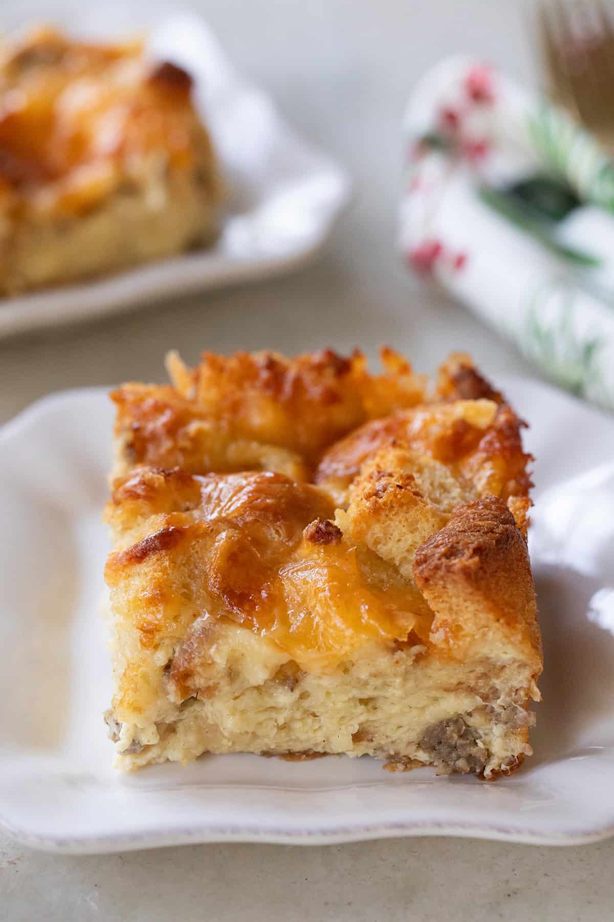 Easy Christmas morning casserole on a plate.