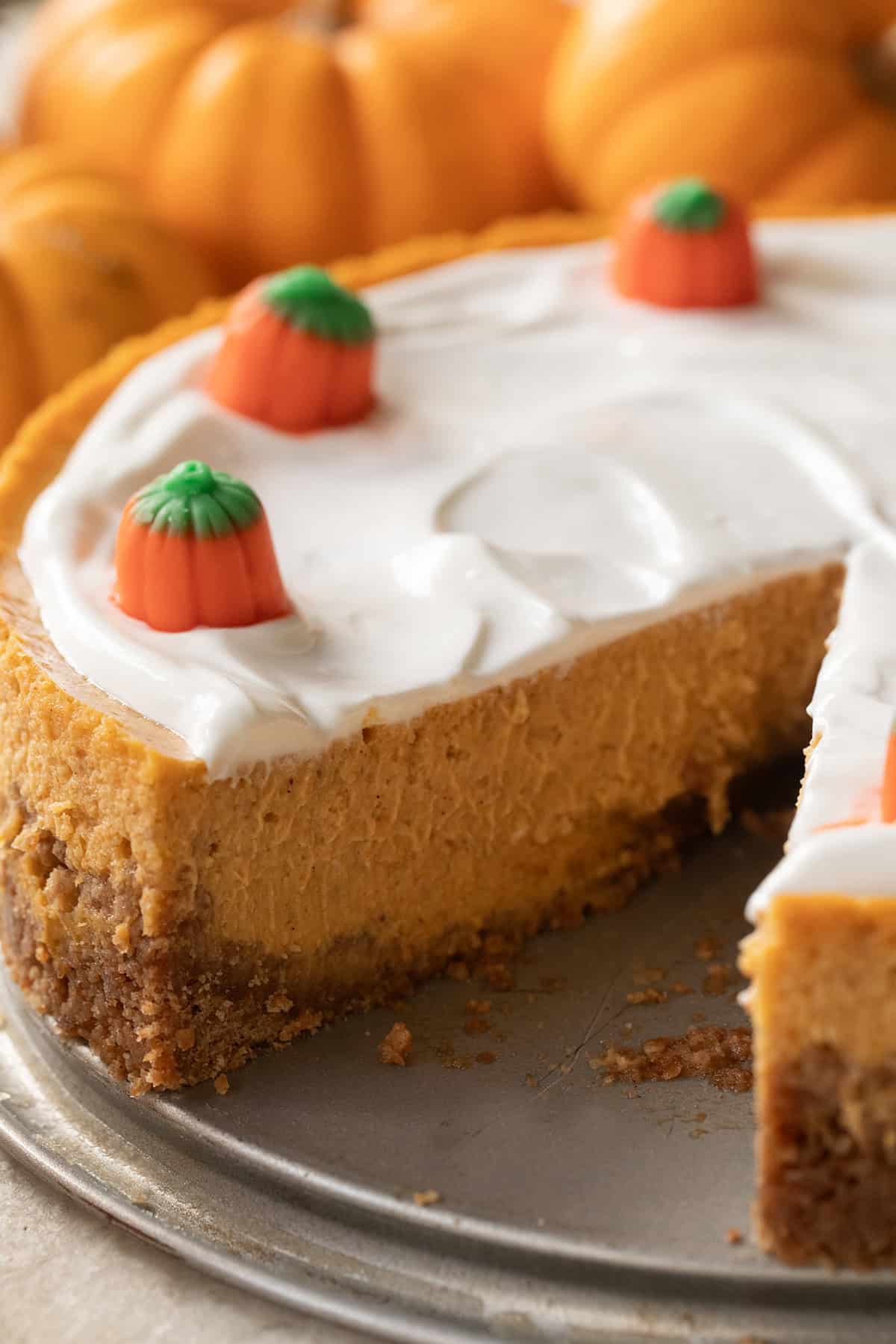 Cheesecake with pumpkin filling.