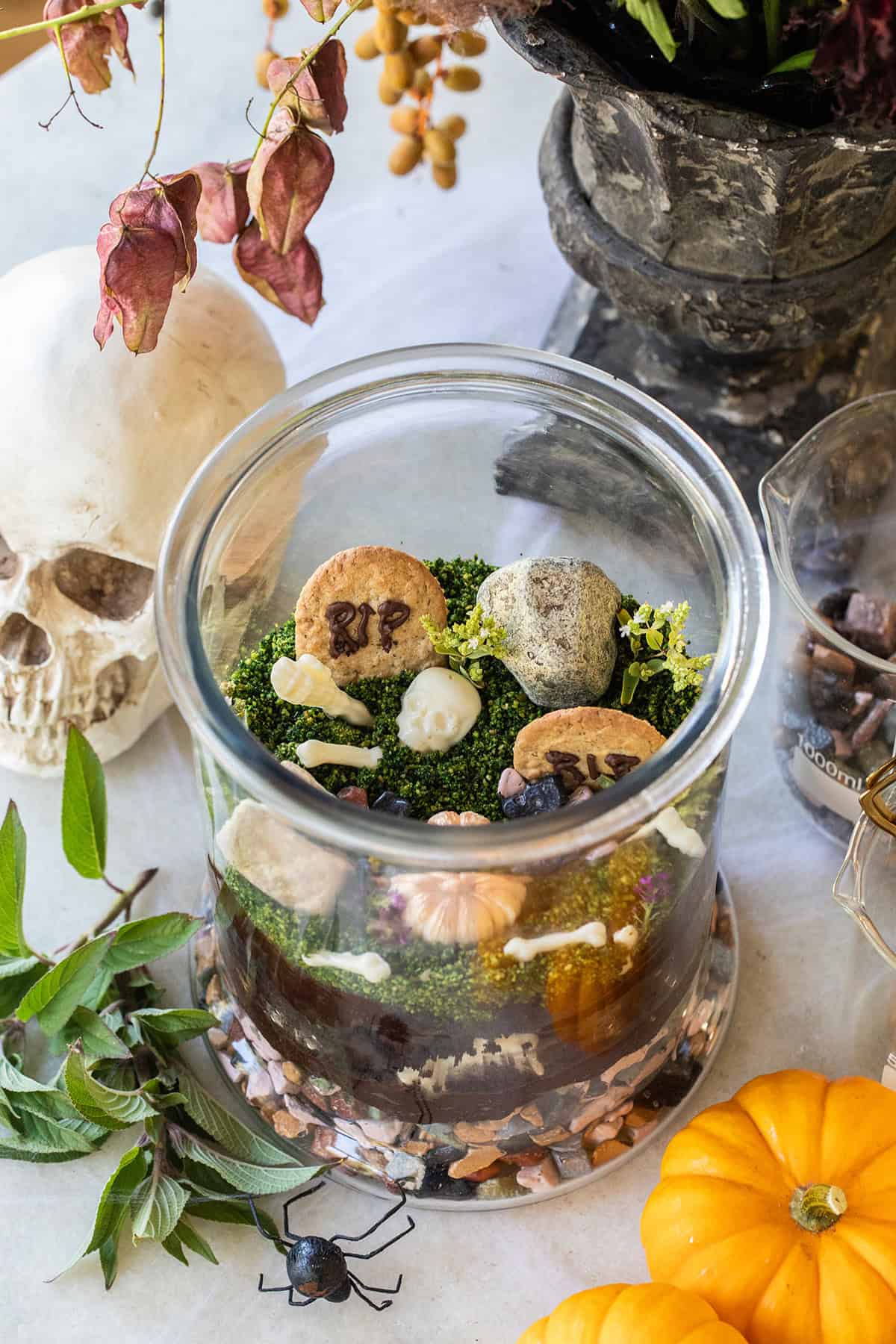 Halloween edible terrarium for dessert.