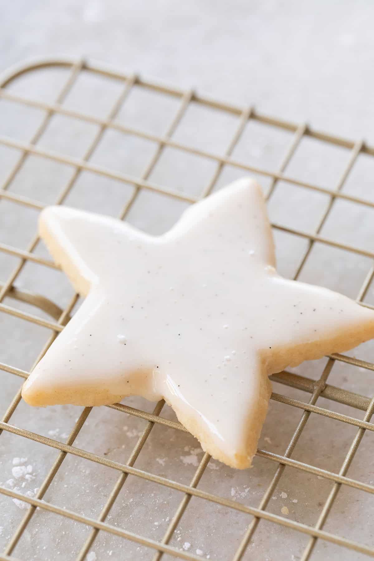 Glazed shortbread cookie star. 