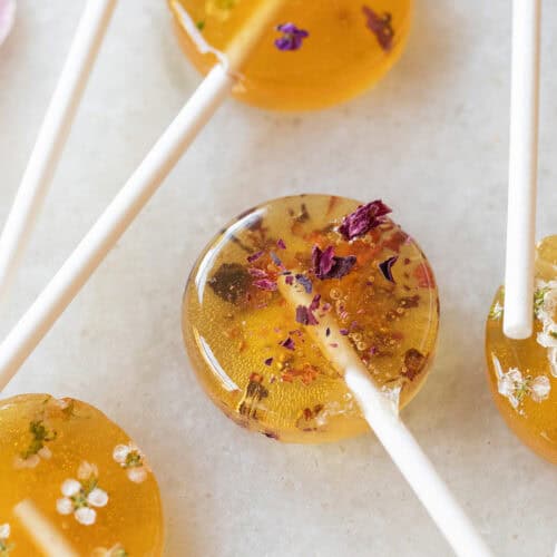 Homemade lollipops made without corn syrup.