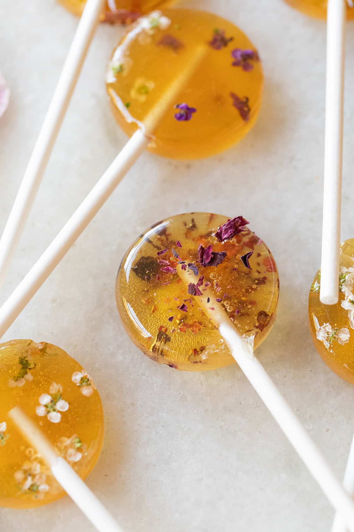 Homemade lollipops made without corn syrup.