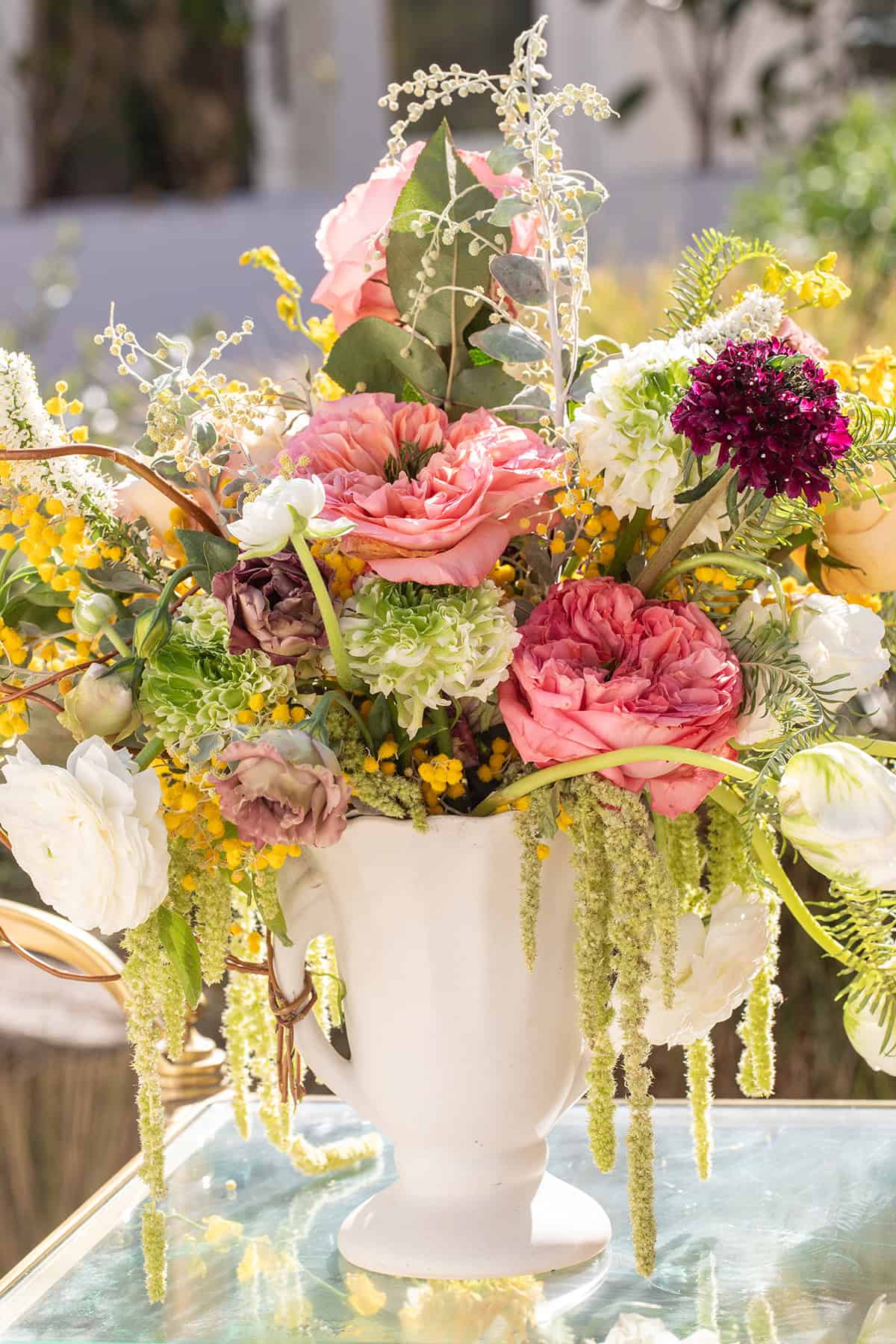 Flowers on a soda bar.